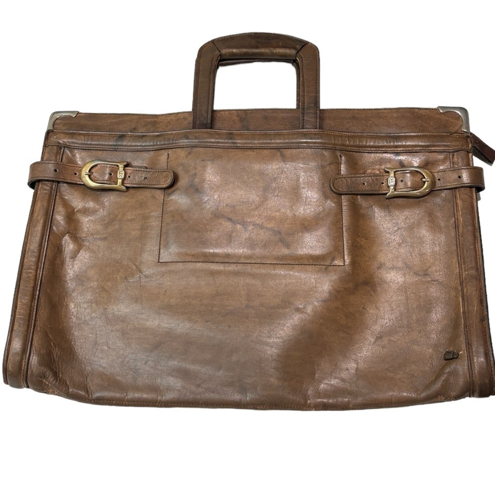 C&C Vintage Leather Briefcase attached brown